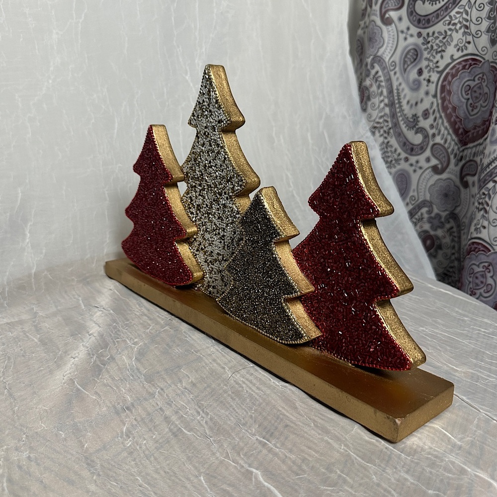 Tribal Design Beaded Christmas Trees Seasonal Holiday Home Decor Table Accent - Picture 4 of 15